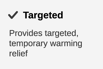 Provides targeted, temporary warming relief